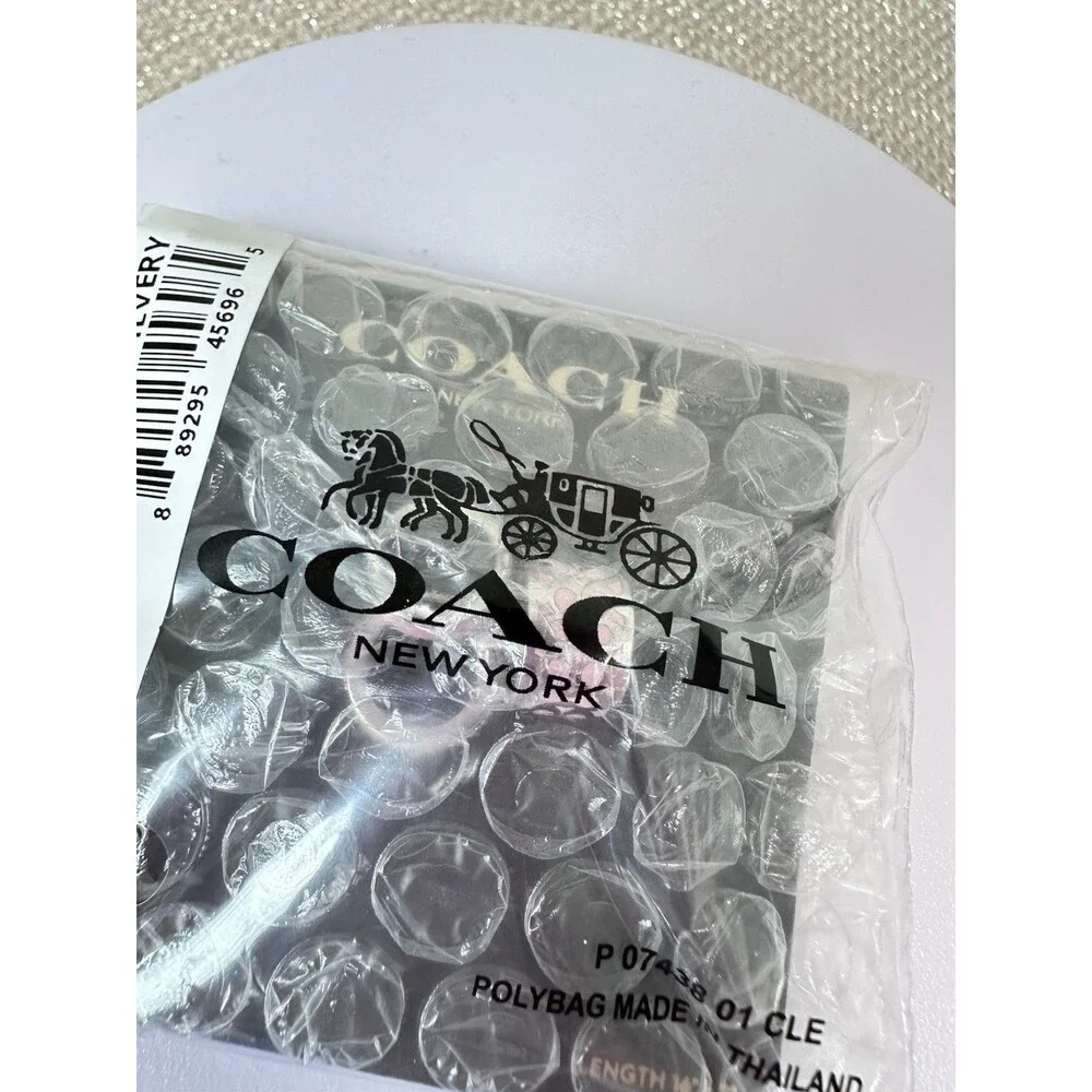 Coach Silver Signature Rondell 3 Ring Necklace Pink Enamel 16” + 2”